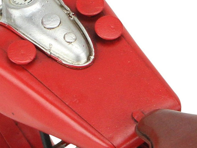 8" Red and Silver Metal Hand Painted Model Motorcycle Tabletop Sculpture