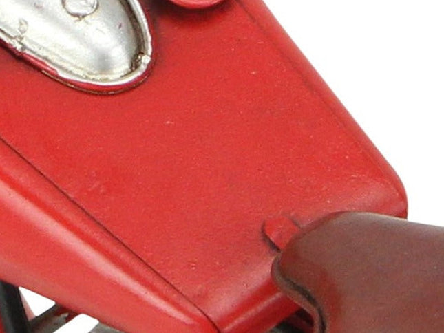 8" Red and Silver Metal Hand Painted Model Motorcycle Tabletop Sculpture