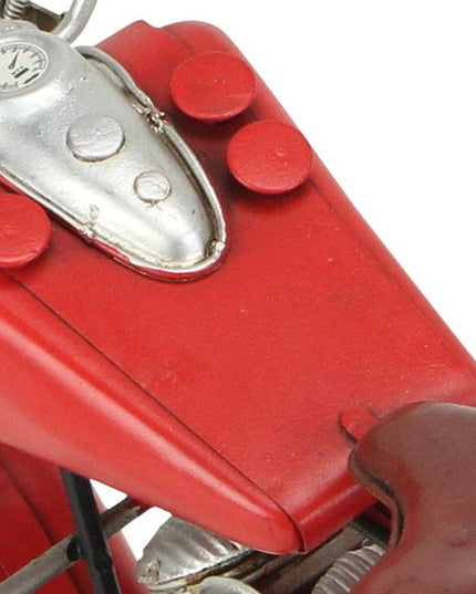 8" Red and Silver Metal Hand Painted Model Motorcycle Tabletop Sculpture