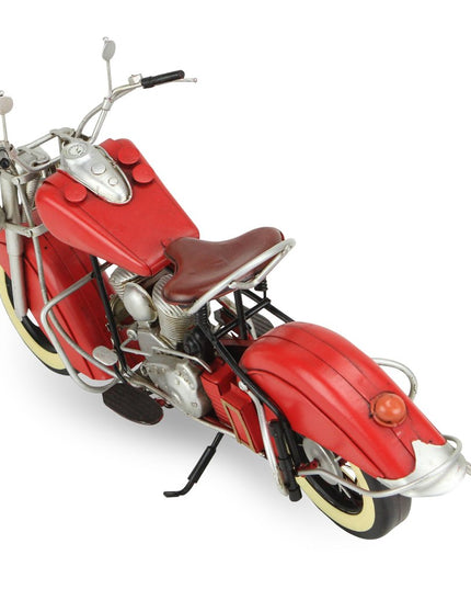8" Red and Silver Metal Hand Painted Model Motorcycle Tabletop Sculpture