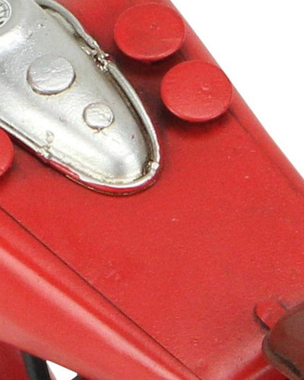 8" Red and Silver Metal Hand Painted Model Motorcycle Tabletop Sculpture