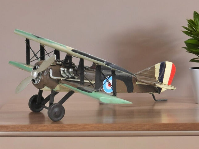 5" Green Metal Hand Painted 1918 Aviation Military Plane Model Airplane
