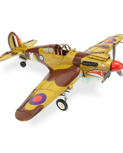 6" Yellow and Brown Metal Hand Painted 1941's P-40 Fighter Model Airplane