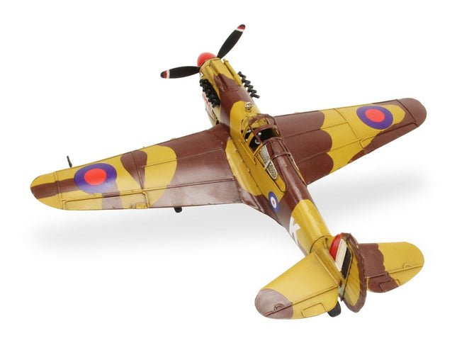 6" Yellow and Brown Metal Hand Painted 1941's P-40 Fighter Model Airplane