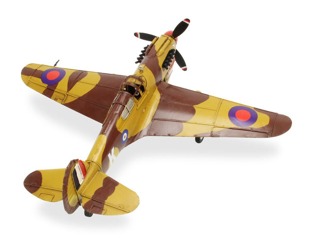 6" Yellow and Brown Metal Hand Painted 1941's P-40 Fighter Model Airplane