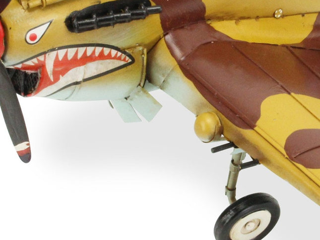 6" Yellow and Brown Metal Hand Painted 1941's P-40 Fighter Model Airplane