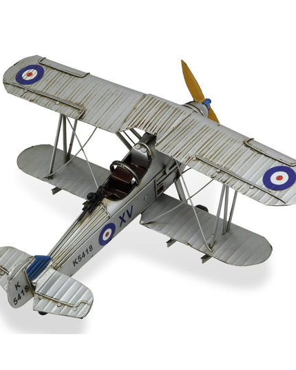 5" Blue and Gray Metal Hand Painted Model Airplane Tabletop Sculpture