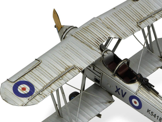 5" Blue and Gray Metal Hand Painted Model Airplane Tabletop Sculpture