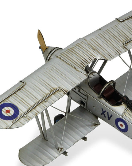 5" Blue and Gray Metal Hand Painted Model Airplane Tabletop Sculpture