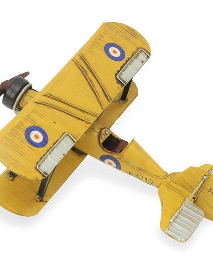 6" Yellow and Black Metal Hand Painted Model Airplane Tabletop Sculpture