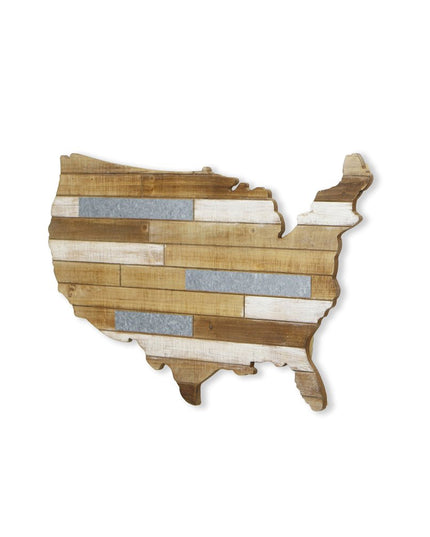 19" X 31" Brown and Gray USA Wood and Metal Hanging Dimensional Sculpture