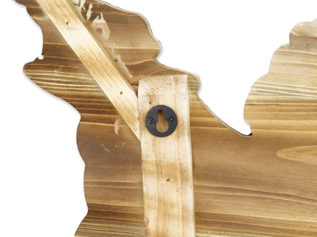 19" X 31" Brown and Gray USA Wood and Metal Hanging Dimensional Sculpture