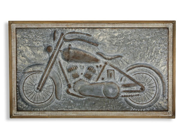 23" X 39" Gray and Brown Wood and Metal Wall Decor
