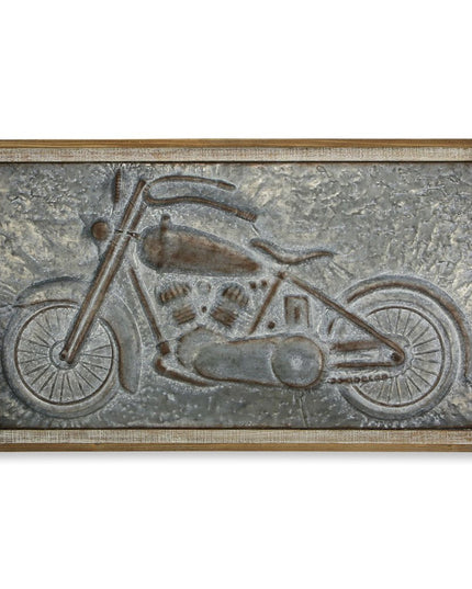 23" X 39" Gray and Brown Wood and Metal Wall Decor