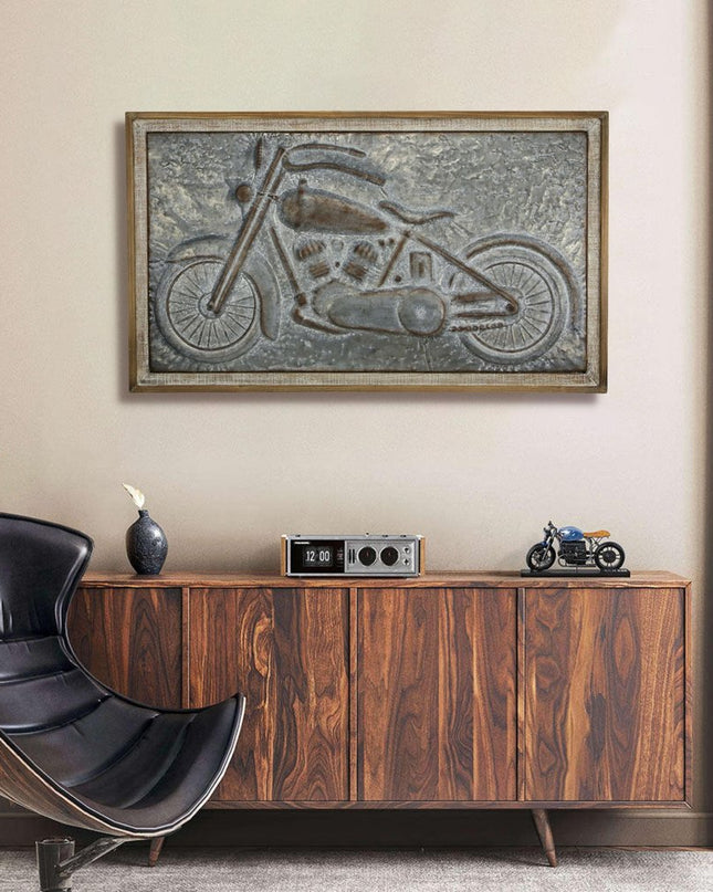 23" X 39" Gray and Brown Wood and Metal Wall Decor