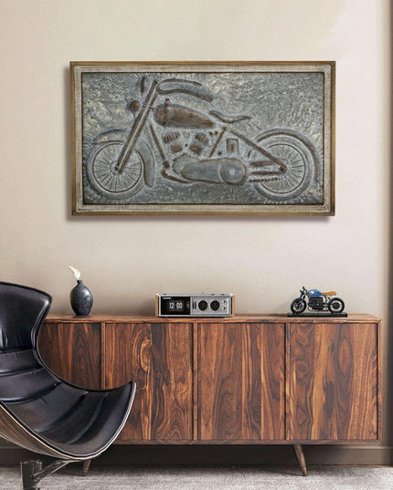 23" X 39" Gray and Brown Wood and Metal Wall Decor
