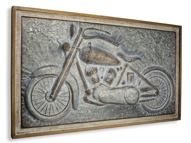 23" X 39" Gray and Brown Wood and Metal Wall Decor