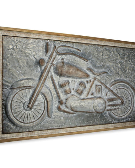 23" X 39" Gray and Brown Wood and Metal Wall Decor