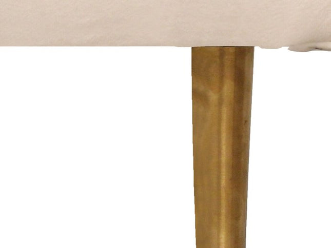 90" Ivory Velvet Sofa And Toss Pillows With Gold Legs