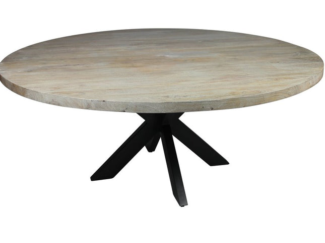 Seven Piece Gray and Black Round Solid Wood Dining Set with Six Chairs