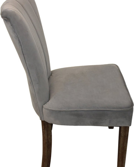 Seven Piece Gray and Black Round Solid Wood Dining Set with Six Chairs