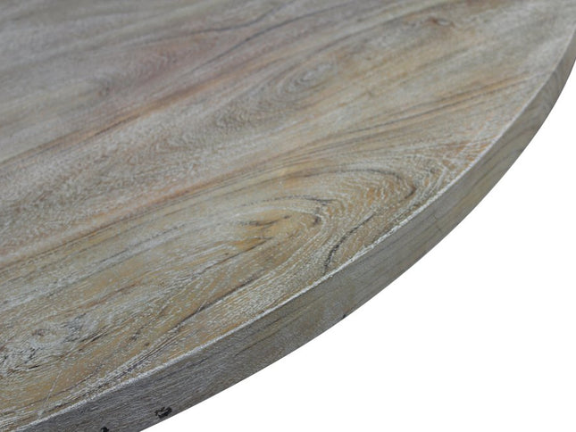 Seven Piece Gray and Black Round Solid Wood Dining Set with Six Chairs