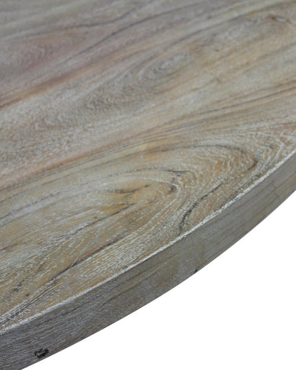 Seven Piece Gray and Black Round Solid Wood Dining Set with Six Chairs