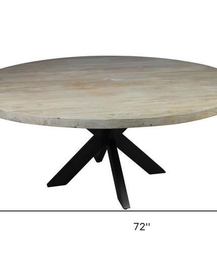 Seven Piece Gray and Black Round Solid Wood Dining Set with Six Chairs