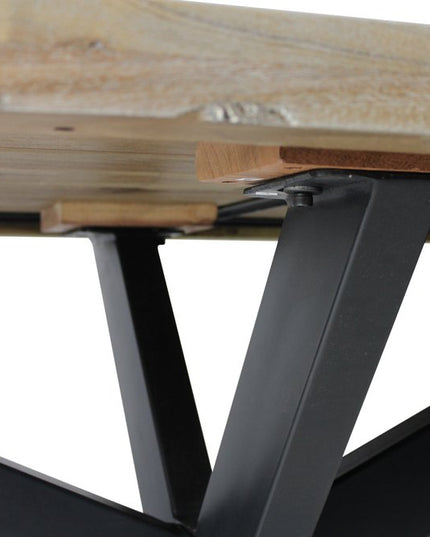 Seven Piece Gray and Black Solid Wood Dining Set with Six Chairs