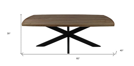 Seven Piece Gray and Black Solid Wood Dining Set with Six Chairs