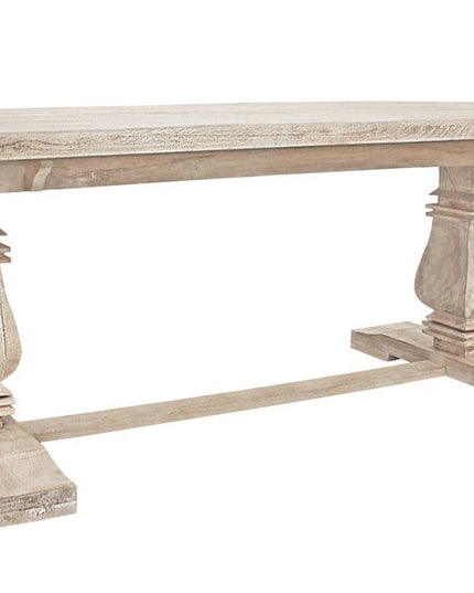 Seven Piece White Solid Wood Dining Set with Six Chairs