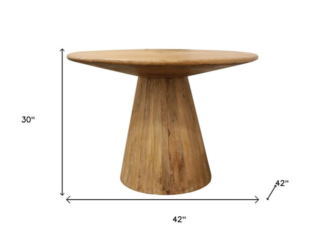 Five Piece Natural Round Solid Wood Dining Set with Four Chairs