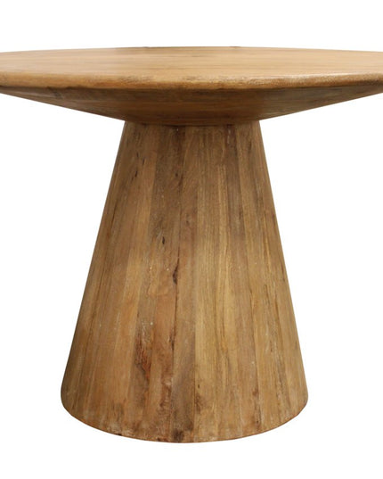 Five Piece Natural Round Solid Wood Dining Set with Four Chairs