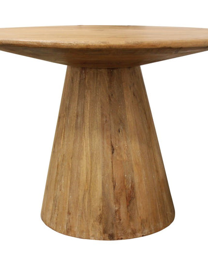 Five Piece Natural Round Solid Wood Dining Set with Four Chairs