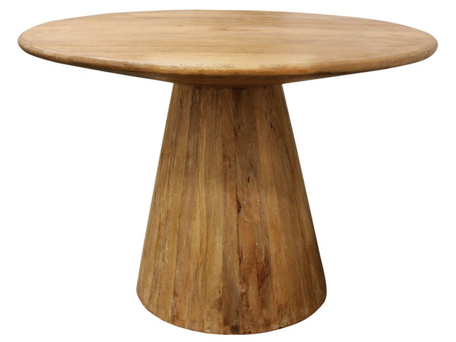 Five Piece Natural Round Solid Wood Dining Set with Four Chairs