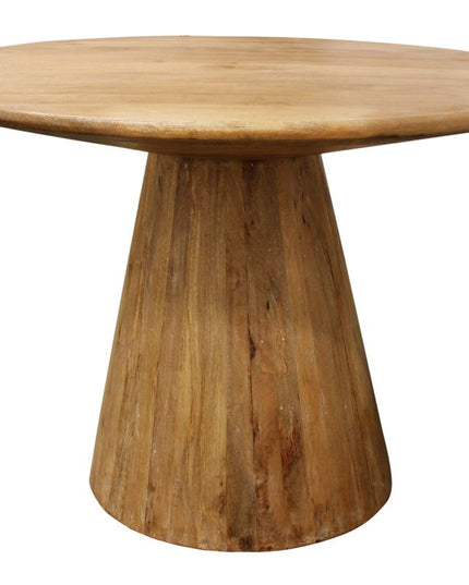 Five Piece Natural Round Solid Wood Dining Set with Four Chairs