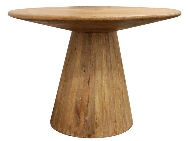 Five Piece Natural Round Solid Wood Dining Set with Four Chairs