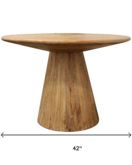 Five Piece Natural Round Solid Wood Dining Set with Four Chairs