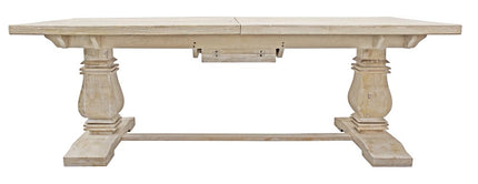 Nine Piece White Solid Wood Dining Set with Eight Chairs