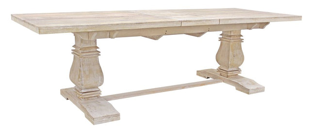 Nine Piece White Solid Wood Dining Set with Eight Chairs