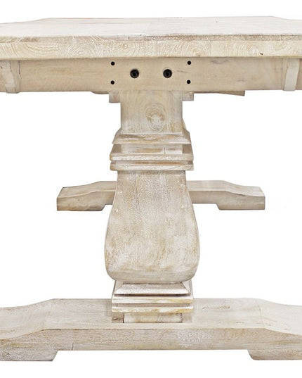 Nine Piece White Solid Wood Dining Set with Eight Chairs