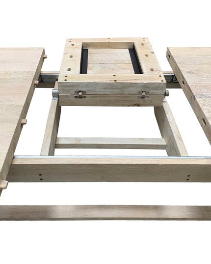 Nine Piece White Solid Wood Dining Set with Eight Chairs