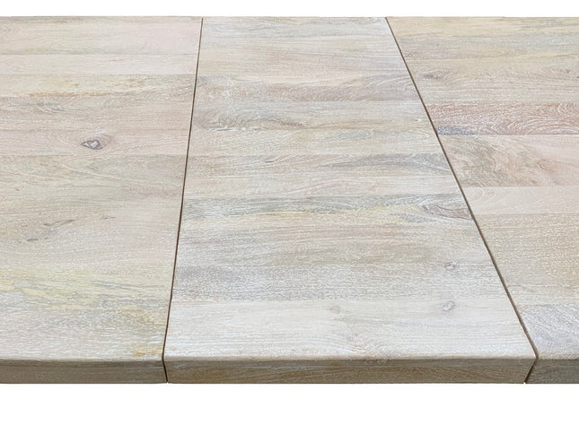 Nine Piece White Solid Wood Dining Set with Eight Chairs