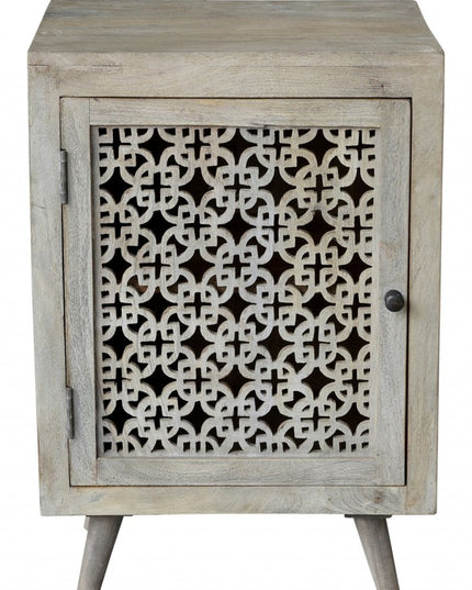 30" Gray Solid Wood Nightstand