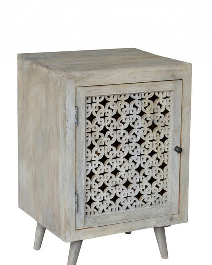 30" Gray Solid Wood Nightstand