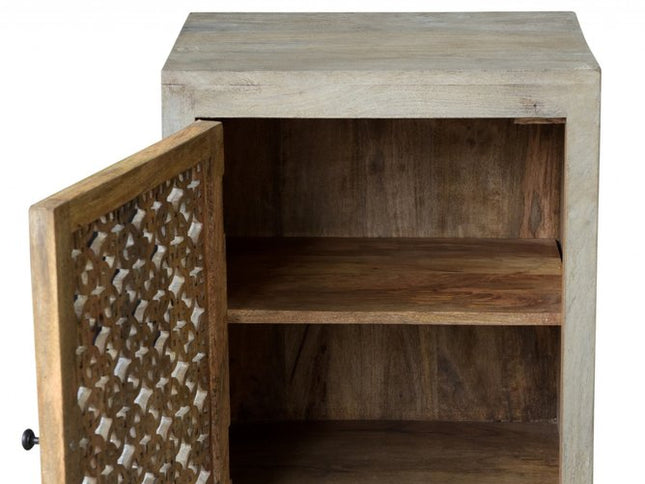 30" Gray Solid Wood Nightstand