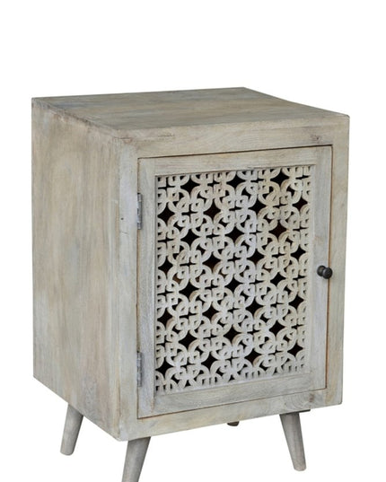 30" Gray Solid Wood Nightstand