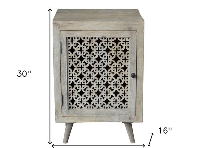 30" Gray Solid Wood Nightstand