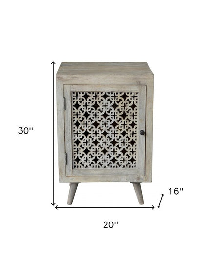 30" Gray Solid Wood Nightstand