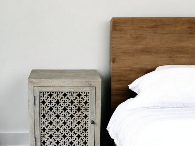 30" Gray Solid Wood Nightstand